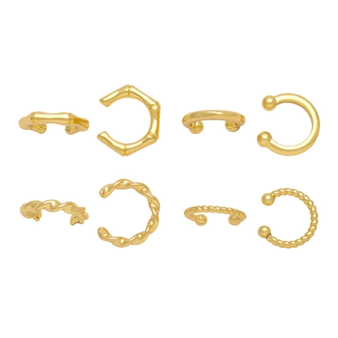Geometrische Ohrmanschetten Vergoldetes Kupfer Ohne Loch Knorpelohrring Minimalistisch Gedrehte Bambusform Damen Mode