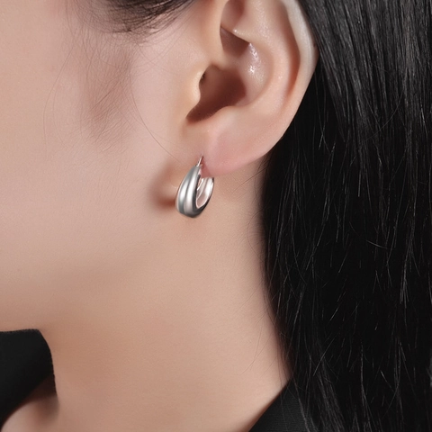 Geometrische Creolen Mit 925 Sterling Silber Ohrstecker Minimalistischer Vergoldeter Kupferschmuck Für Damen Trendy