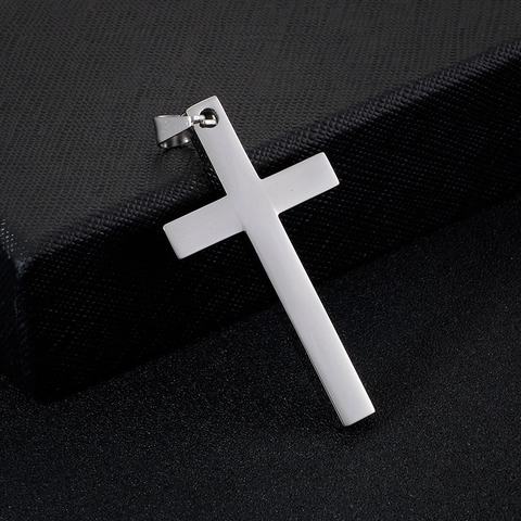 Polierte 316L Edelstahl Kreuz Anhänger Halskette Mit Seilkette Für Herren Damen Hip Hop Religiöser Schmuck