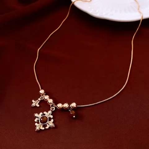 Vintage Tigerauge Kreuz Anhänger Halskette Kupfer Schlangenkette Blume Fleur-De-Lis Barock Schmuck Für Damen