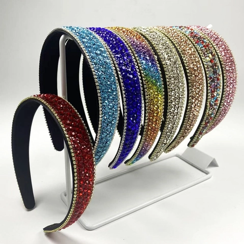 Sparkly Full Rhinestone Wide Headband For Women Luxury Retro Non-slip Hair Hoop Fashion Hair Accessories