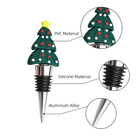 Bouchon De Vin De Noël Réutilisable En PVC Et Alliage D'Aluminium Bouchon De Bouteille Festif Père Noël Bonhomme De Neige