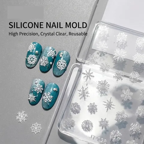 Moule De Nail Art En Silicone 3D Modèle DIY Relief Flocons De Neige Papillon Noël Outils De Décoration De Manucure Réutilisable