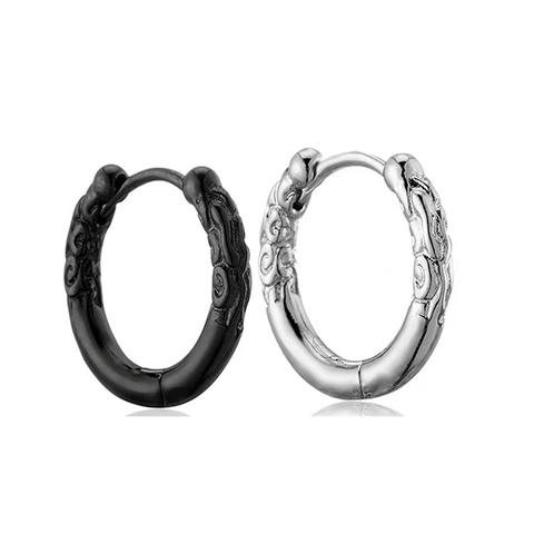 Orecchini A Cerchio Con Rilievo Vintage Metallo Intagliato Motivo Nuvola Huggie Per Uomini Donne Stile Retrò Moda