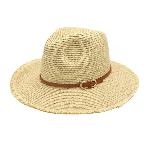 Strohfedora Sonnenhut Breite Krempe Gefranste Kante Sommer Strandurlaub Atmungsaktive Jazz Style Für Damen Herren Lederband