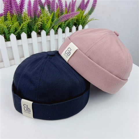 Bonnet Docker En Coton Rétro Sans Bord Casquette Landlord Réglable Streetwear Casual Skullcap Unisexe