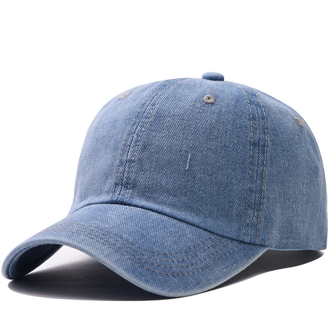 Vintage Washed Cotton Denim Baseball Cap Distressed Retro Solid Color Adjustable Curved Brim Outdoor Hat For Men Women
