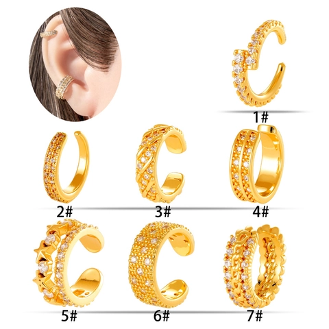 Minimalist Copper U Shaped Ear Cuff Non Pierced Micro Pave Zircon French Style Cartilage Clip For Women