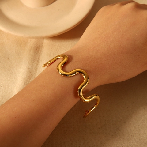 Golf Geometrische Open Armband 18K Verguld Roestvrij Staal Hypoallergeen Waterdicht Trendy Ins Stijl Sieraden Voor Dames