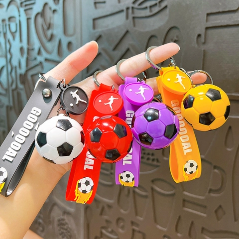 Portachiavi Calcio Tema Sportivo Cinturino In Silicone Con Ciondolo A Forma Di Palla Sferica Pendente Silhouette Atleta Fan