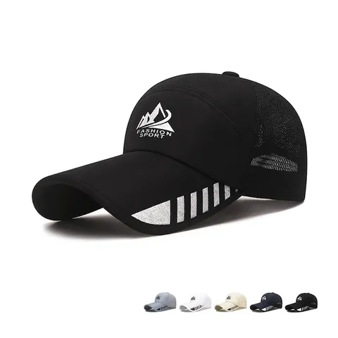 Cappello Da Baseball In Rete Traspirante Per Esterno Con Tesa Estesa Striscia Riflettente Stampa Montagna Cappello Da Pesca Uomo