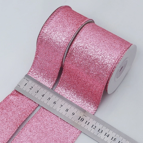 Glitter Ribbon Rolls Sparkling Metallic Wired Edge For DIY Crafts Christmas Gift Wrapping Festival Party Home Decoration