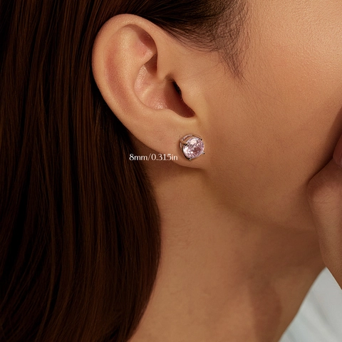 Runde Hellrosa Zirkonia Ohrstecker Mit 925 Sterling Silber Ohrstecker Elegant Minimalistischer Schmuck Für Damen