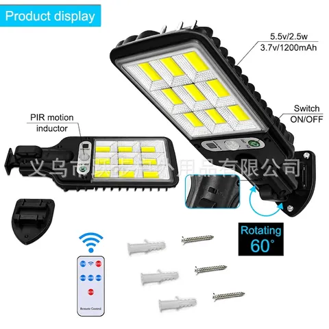 Solar Motion Sensor Outdoor Light Waterproof PIR Induction Wall Lamp For Garden Street Garage Security Lighting ABS Plastic Remote Control