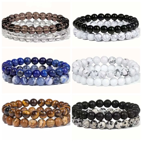 Natuursteen Kralen Armbanden Tijgeroog Lavasteen Turkoois Lapis Lazuli Reiki Healing Yoga Yin Yang Voor Heren Dames