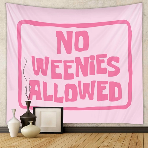 Tapisserie Rose No Weenies Allowed Polyester Amusante Décoration Murale Chambre Dortoir Esthétique Cartoon Smiley