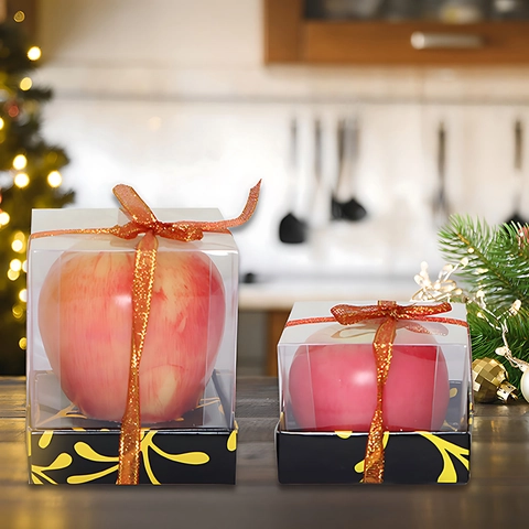 Vela Con Forma De Manzana Fruta Simulada Realista Cera De Parafina Nochebuena Caja De Regalo Adorno Decoración Hogar