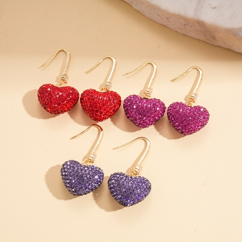 Heart Dangle Earrings Copper Paved Rhinestone Zircon Romantic Luxury Fashion Jewelry For Women Gift Unique Style