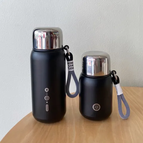 316 Stainless Steel Vacuum Insulated Water Bottle Tea Infuser Portable Lanyard Frosted Surface Leakproof Travel Mug