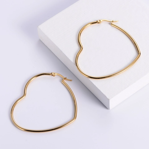 Hart Hoop Oorbellen 18K Verguld Roestvrij Staal Grote Minimalistische Mode Sieraden Voor Dames