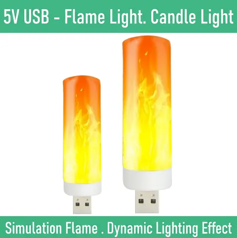 USB LED Flame Night Light Simulation Dynamic Fire Effect Plastic Metal Atmosphere Lamp Portable Plug And Play For Home Decor