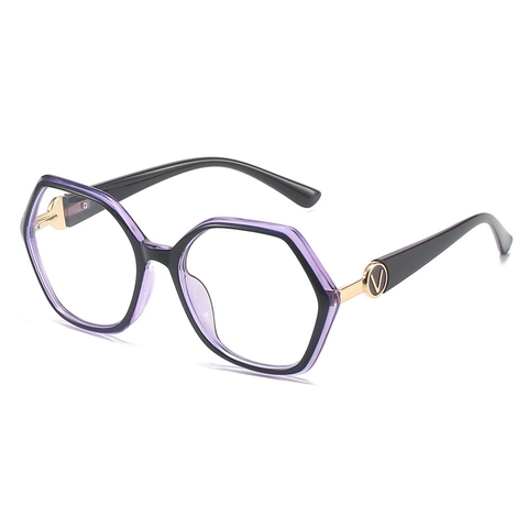 Fashion Oversized Hexagon Blue Light Blocking Glasses Frame TR90 Acetate Anti Eyestrain Optical Eyewear For Women