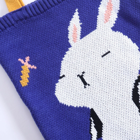 Schattige Gebreide Totetas Met Konijn Japanse Stijl Geweven Polyester Schoudertas Voor Dames Meisjes