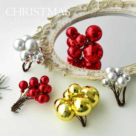 Gefacetteerde Kerstbal Takjes Kunstmatige Bessen Clusters Plastic Decoratieve Florale Sprays Feestelijk Ornament DIY