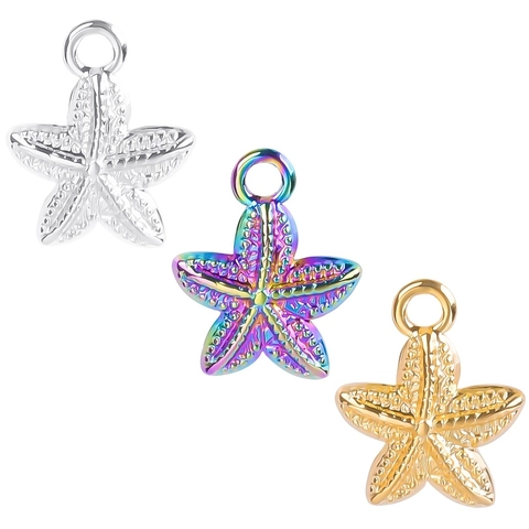 Colgante De Estrella De Mar Acero Inoxidable Texturizado DIY Joyas Charms Para Hacer Collares Pequeño Estilo Océano Accesorio Moda