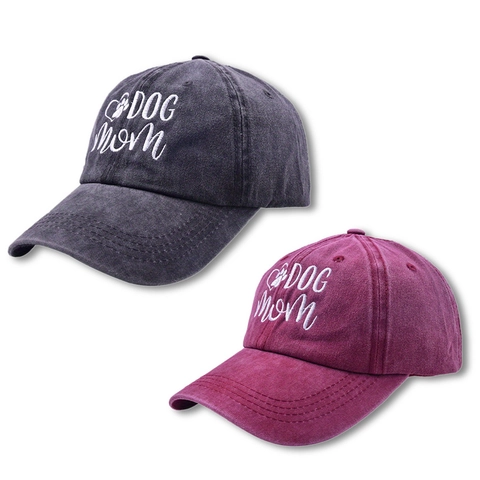 Cappello Da Baseball Ricamato Dog Mom In Cotone Lavato Regolabile Vintage Stile Distressed Berretto Da Sole All'aperto