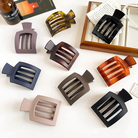 Molletta Per Capelli Quadrata Opaca Cava Plastica Antiscivolo Shark Clip Elegante Accessorio Per Capelli Per Donne Ragazze