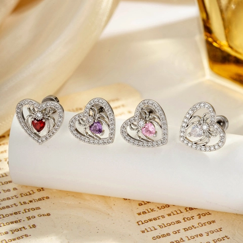 Gotische Herz Spinne Knorpel Ohrstecker Titanstahl Kupfer Zirkonia Y2K Piercing Schmuck Für Damen Herren Unisex