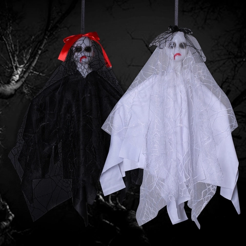 Halloween Hängende Geisterbraut Dekoration Satinntuch Netz Skelett Schädel Requisite Spukhaus Party Horror Gotisch Dekor