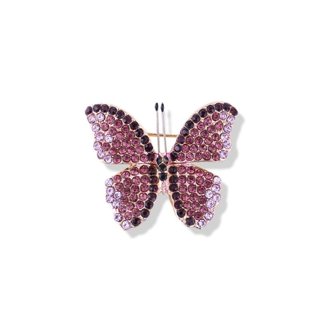 Vintage Butterfly Brooch Alloy Rhinestone Inlaid Gradient Color Pin Jewelry For Women Scarf Buckle Retro Clothing Decor