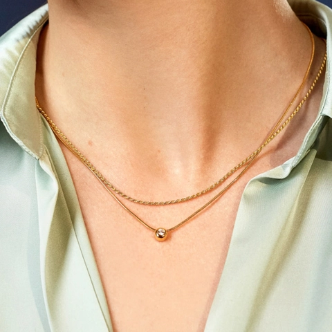 Collana Con Pendente Tondo Placcata Oro 18K Acciaio Inossidabile Con Zircone Stile INS Minimalista Elegante Regalo Per Donne
