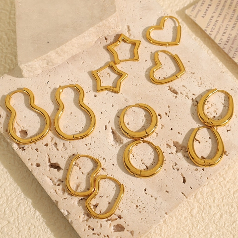 Minimalistische Geometrische Edelstahl Creolen Herz Stern Unregelmäßiger Modeschmuck Für Damen Gold Silber Ton