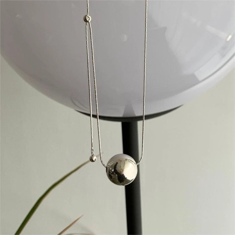 Collana Con Pendente A Sfera Rotonda In Argento Sterling 925 Per Donna Elegante Catena A Serpente Lucida A Specchio Regolabile