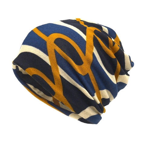 Bonnet Beanie Cache-Cou Double Usage Tricoté Polyester Spandex Chaud Coupe-Vent Imprimé Géométrique Abstrait Hiver Femme