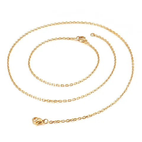 Minimalistische Ketting En Armband Sieradenset Titanium Roestvrij Staal Dunne Schakelketting 18K Verguld Elegant Mode Voor Dames