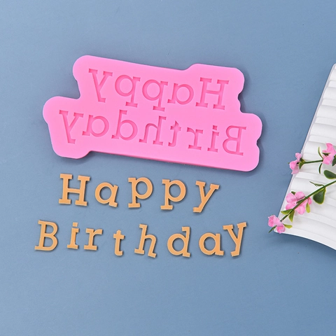 Gefeliciteerd Met Je Verjaardag Brief Roze Siliconen Cake Vorm Fondant Gereedschap DIY Verjaardagstaart Decoreren Benodigdheden
