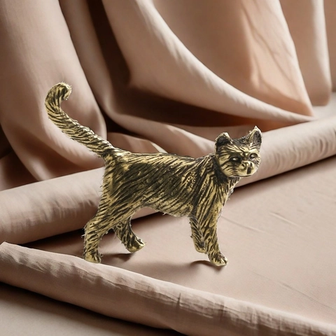Statuetta Gatto In Metallo Vintage Miniatura Stile Bronzo Gatto Che Cammina Ornamento Da Scrivania Scultura Animale