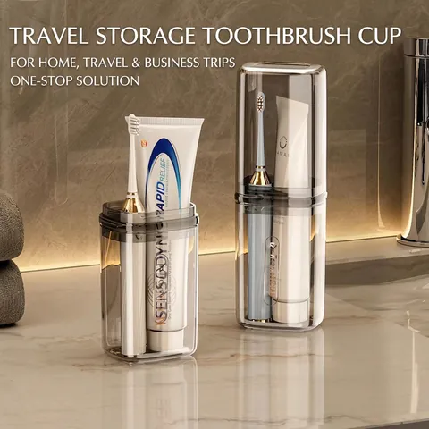Porta Spazzolino Portatile Tazza Da Lavaggio Viaggio Custodia Trasparente Organizzatore In Plastica Per Bagno