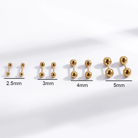 Minimalist Stainless Steel Round Ball Ear Cartilage Studs Screw Back Piercing Jewelry For Women And Men