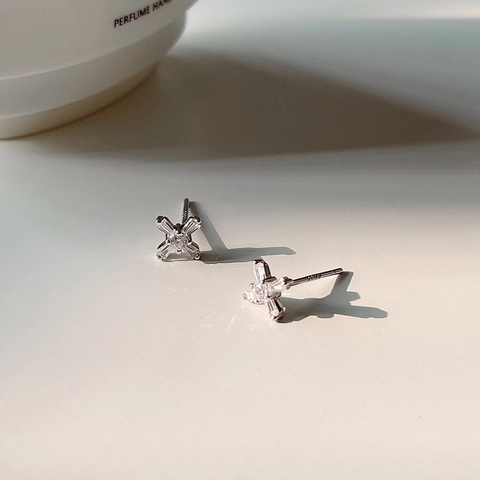 Orecchini A Lobo In Argento Sterling 925 A Forma Di X Con Zircone Geometrico Minimalista Gioielli Donna