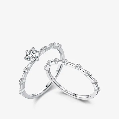 925 Sterling Silver Moissanite Ring Sparkling D Color VVS1 Luxury Stackable Wedding Engagement Jewelry For Women
