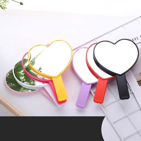 Specchio A Mano A Forma Di Cuore Specchio Da Trucco Carino Portatile Specchio Cosmetico Con Manico Plastica Specchio HD