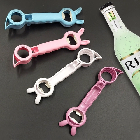 Multifunctional Plastic Rabbit Shape Bottle Opener Four-In-One Can Lid Opener For Kitchen Soda Beverage Can Beer Openers