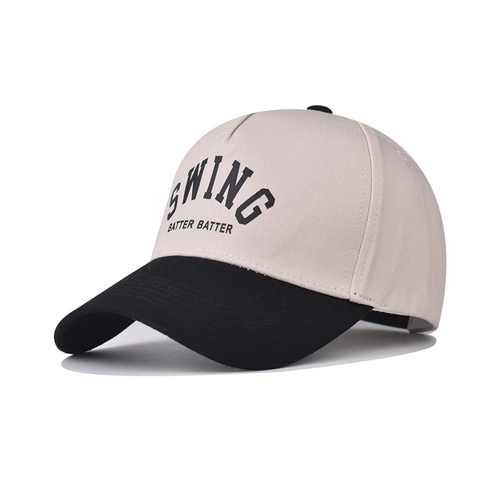 Casquette de Baseball en Coton Rétro Unisexe Swing Batter Batter Impression de Lettres Couleur Contrastée Chapeau de Soleil Réglable