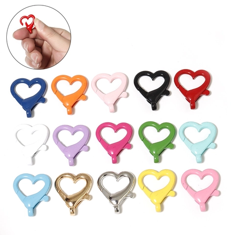 Hartvormige Karabijnsluiting Legering Haak Connector Voor DIY Sieraden Maken Sleutelhanger Kleurrijke Zoete Stijl