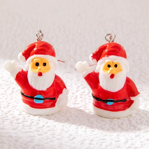 Weihnachts Ohrringe Damen Cartoon Weihnachtsmann Schneemann Pinguin Baum Hut Emaille Legierung Harz Schmuck